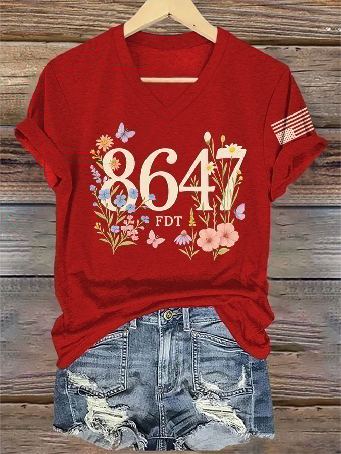 🔥Buy 3 Get 15% Off🔥V-Neck Retro FDT 86 47 Floral Boho Print T-Shirt