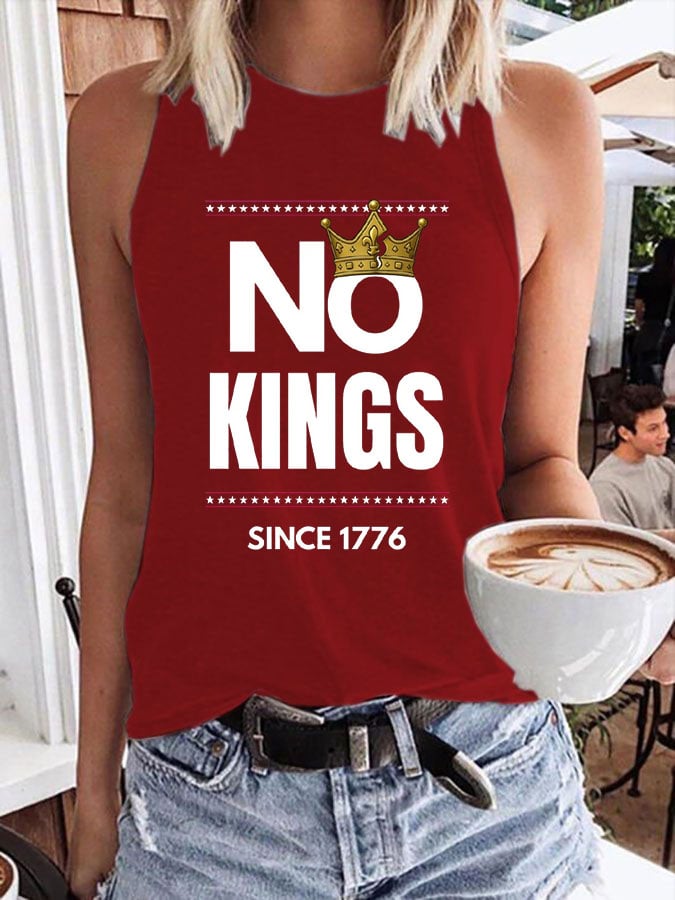 🔥Buy 3 Get 15% Off🔥Women's No Kings Print Crew Neck Tank Top