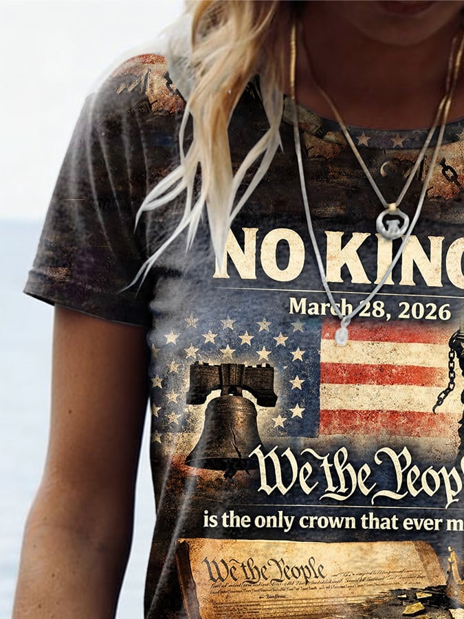 🔥Buy 3 Get 15% Off🔥Retro No Kings March 28, 2026 We The People Is The Only Crown That Ever Mattered. We The People Print T-Shirt