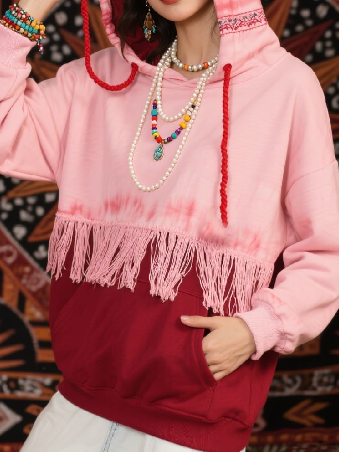 Women's Casual Breast Cancer Awareness Ombre Print Sweatshirt