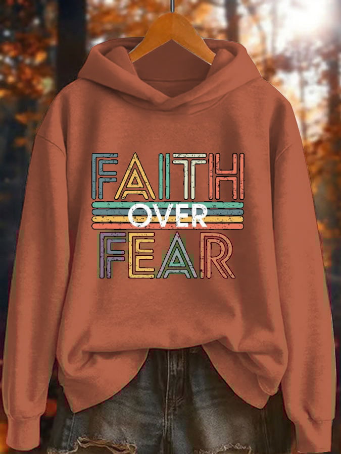 Women's Faith Letters Print Hoodie