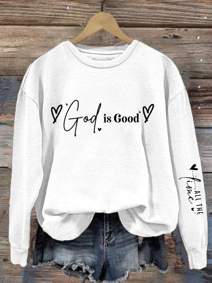 Women's God Is Good Printed Casual Sweatshirt