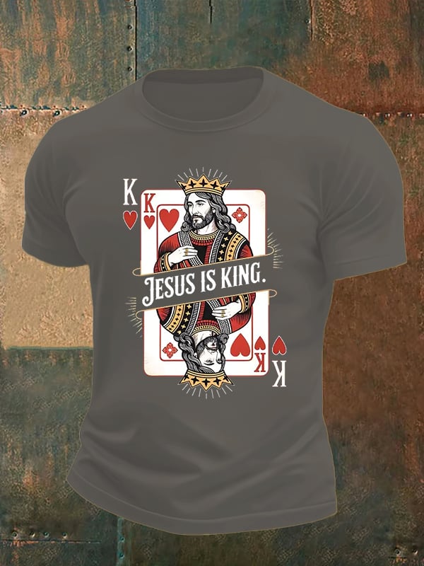 Men's Jesus Is King Christian Print T-Shirt