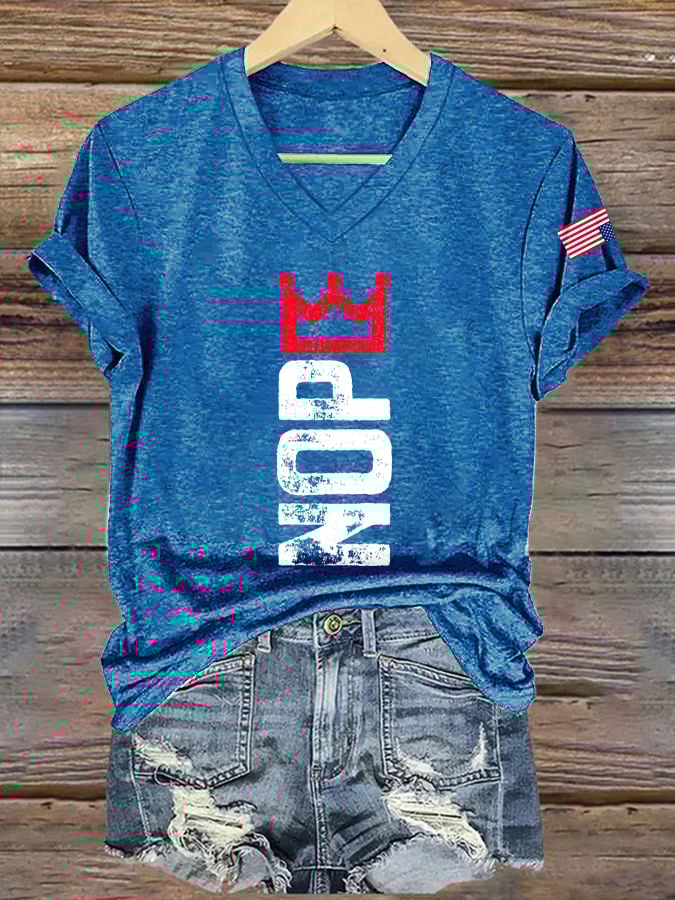 🔥Buy 3 Get 15% Off🔥V-Neck Retro No Kings Print T-Shirt