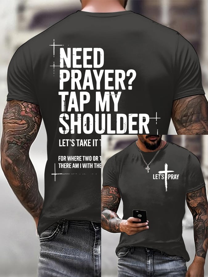 Men'S Casual "Let'S Pray" Faith Print T-Shirt