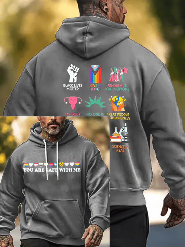 Men's You are safe with me Print Hoodie