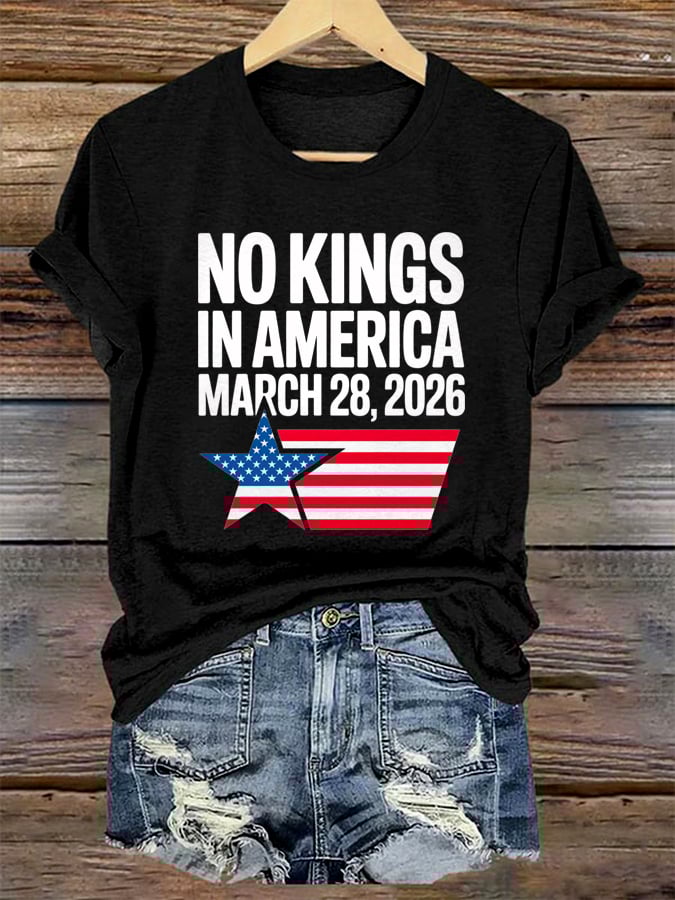 🔥Buy 3 Get 15% Off🔥Women's No Kings Day March 28 2026 Print T-Shirt