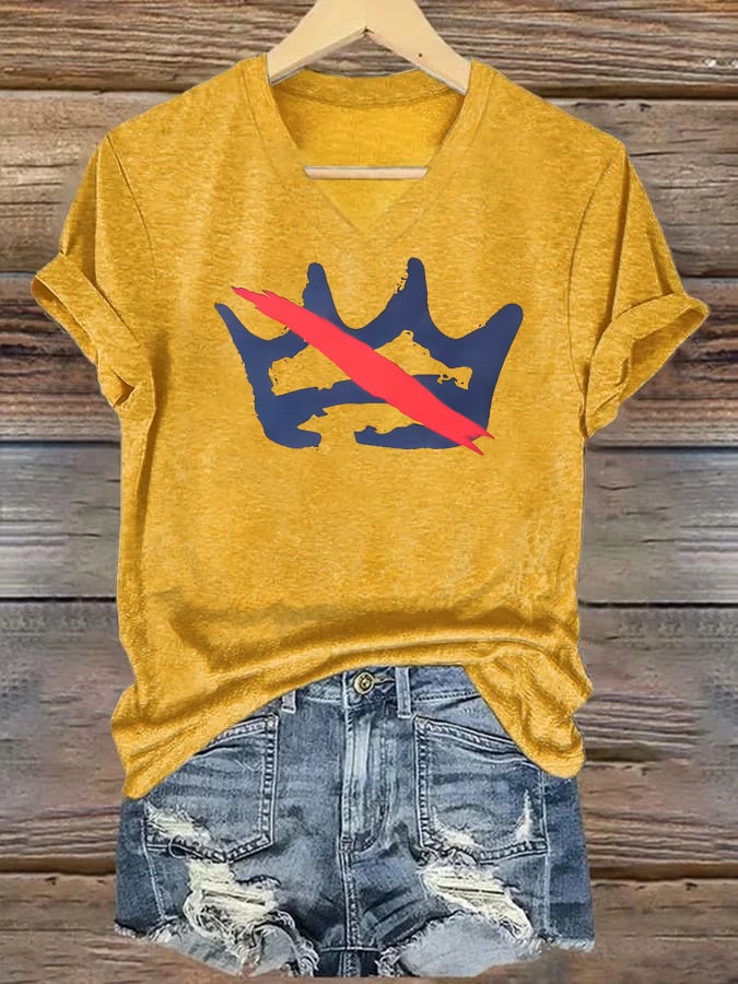 🔥Buy 3 Get 15% Off🔥V-neck Women's America has no kings Printed Casual T-Shirt