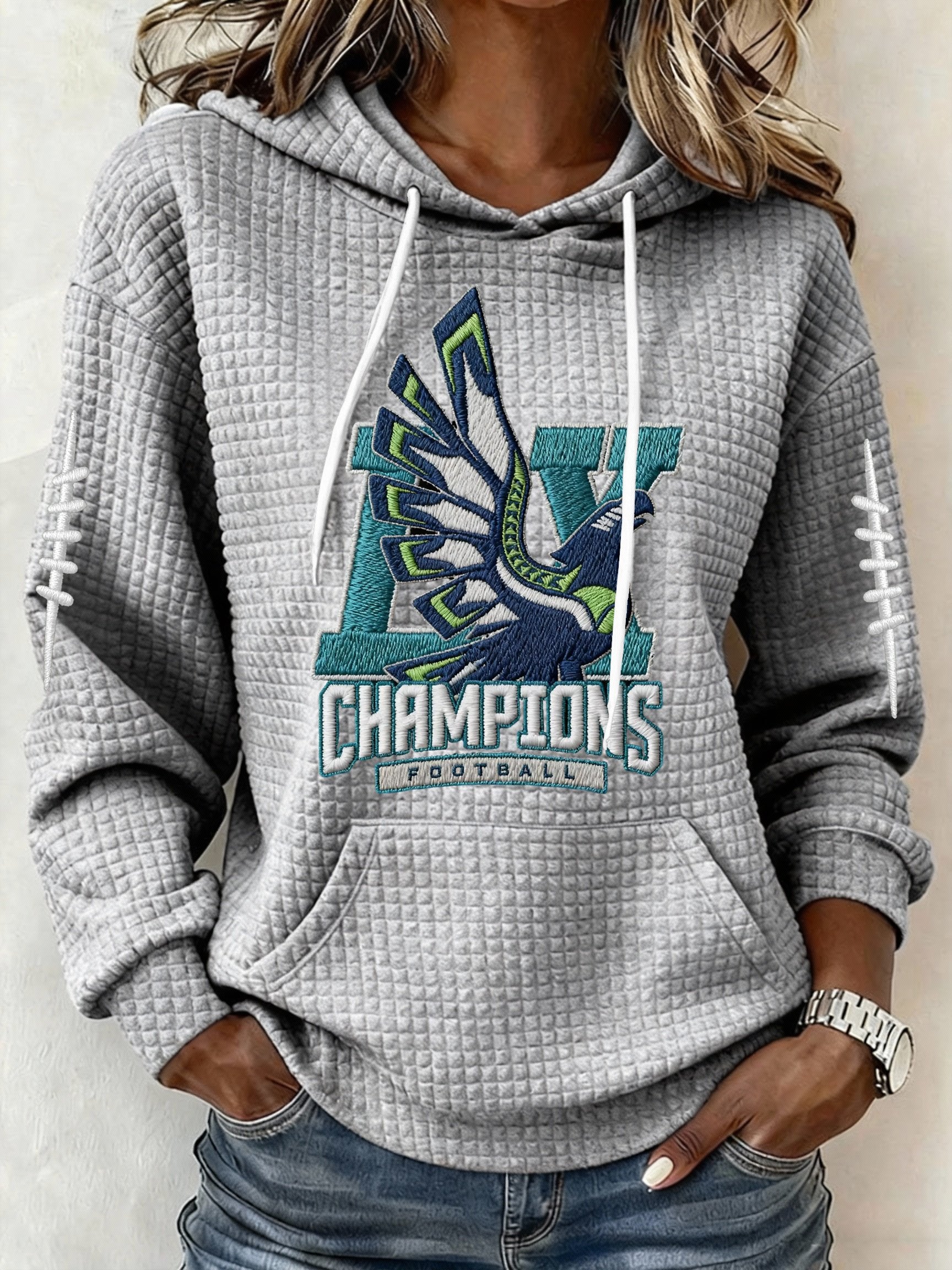 Women’s Football Graphic Waffle Knit Hoodie