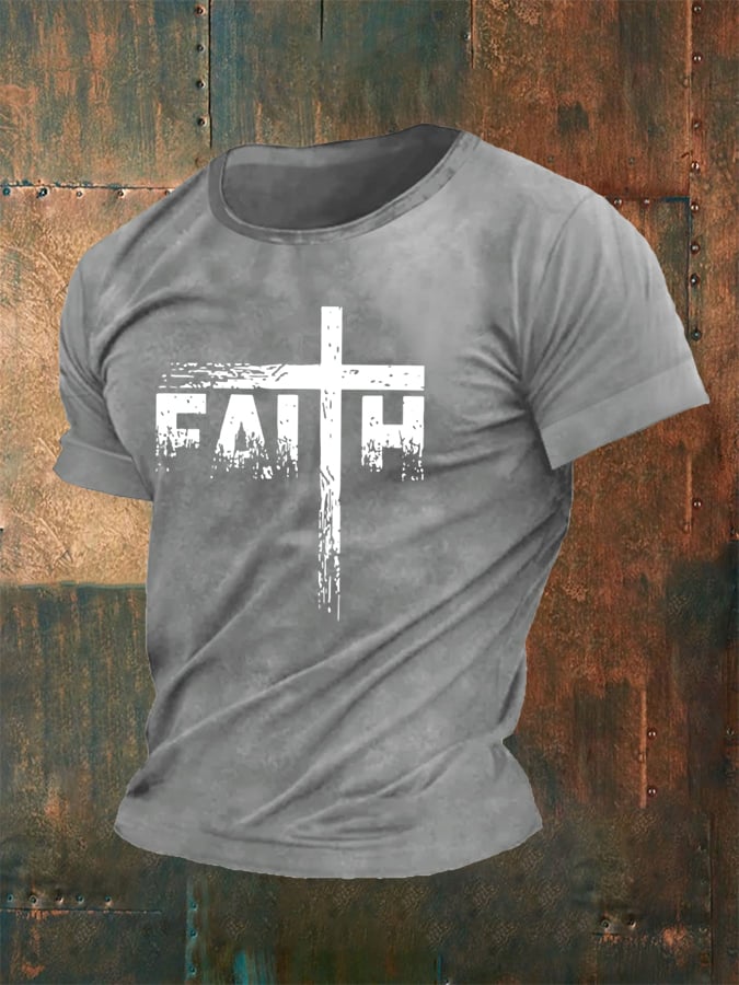 🔥Buy 3 Get 15% Off🔥Men's Faith Cross Print Classic T-shirt