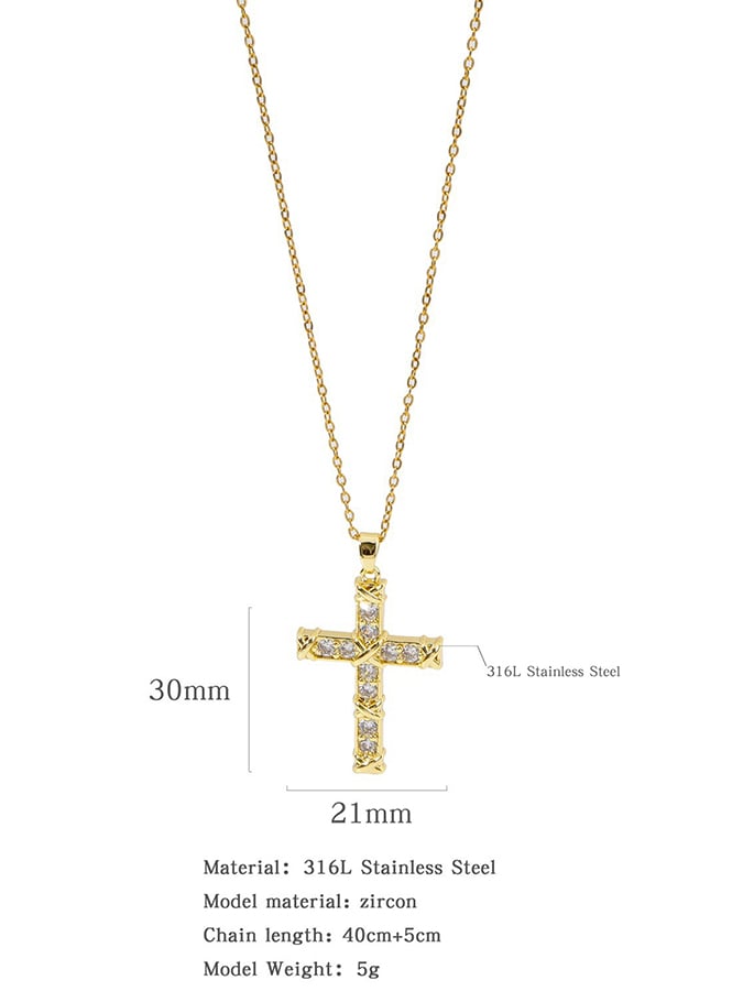 Fashionable Colorful Zircon Cross Necklace For Men And Women