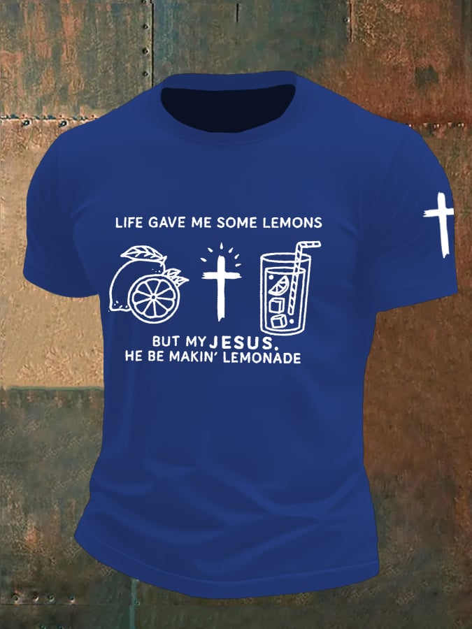 Men's Life Gave Me Some Lemons, But My Jesus Turned Them Into Lemonade Faith Printed Shirt