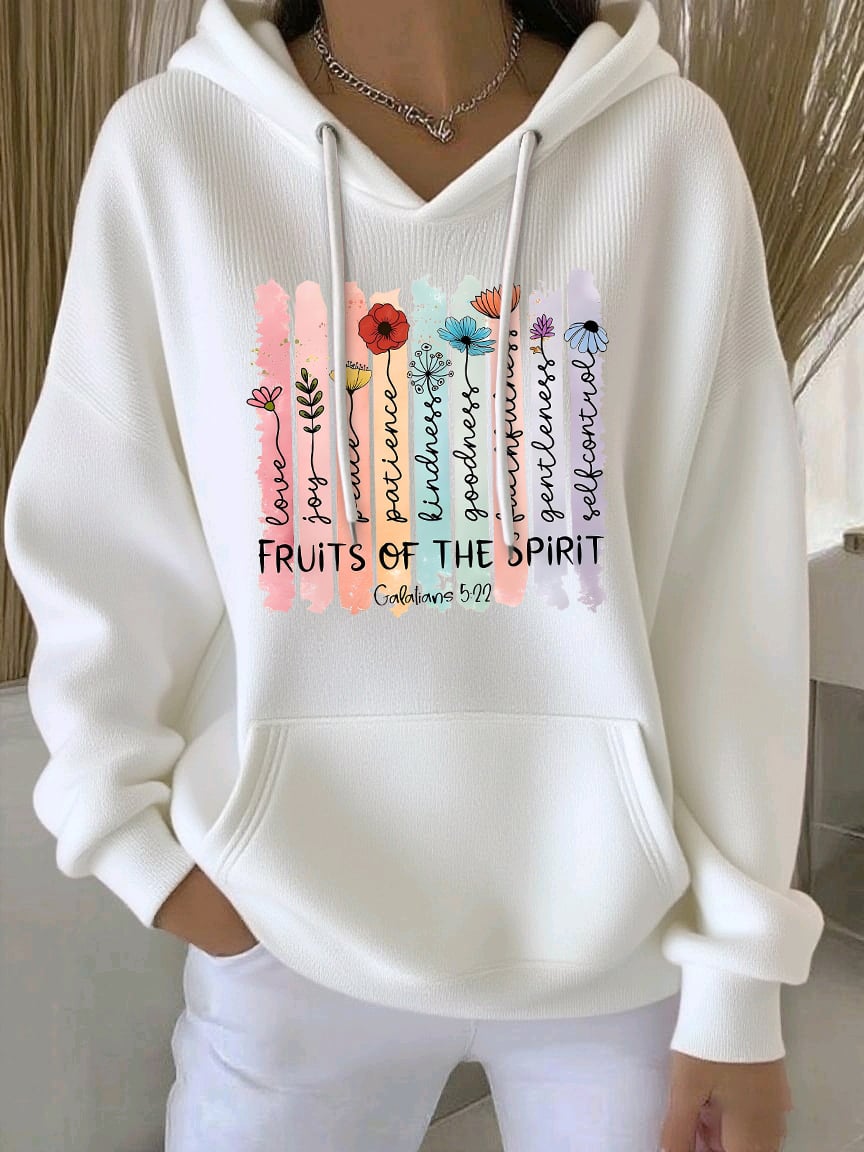 Women's Faith Print Casual Hoodie