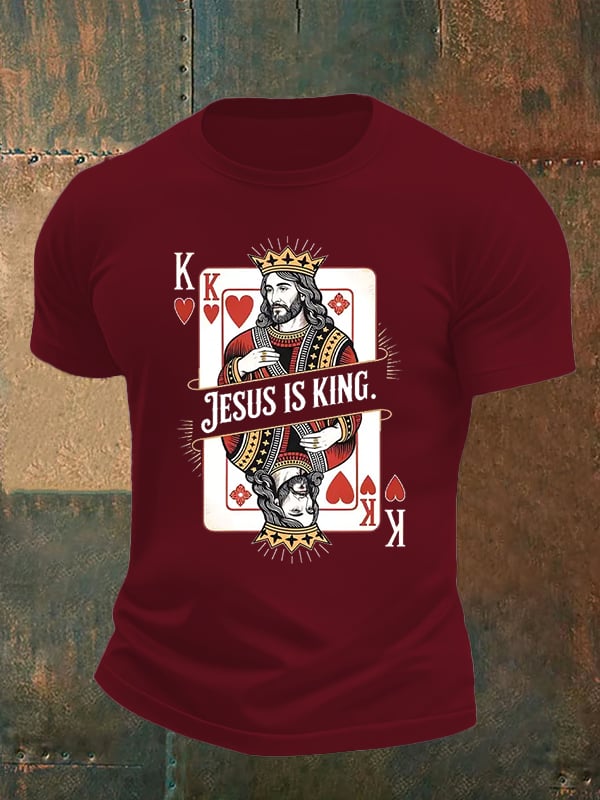 Men's Jesus Is King Christian Print T-Shirt