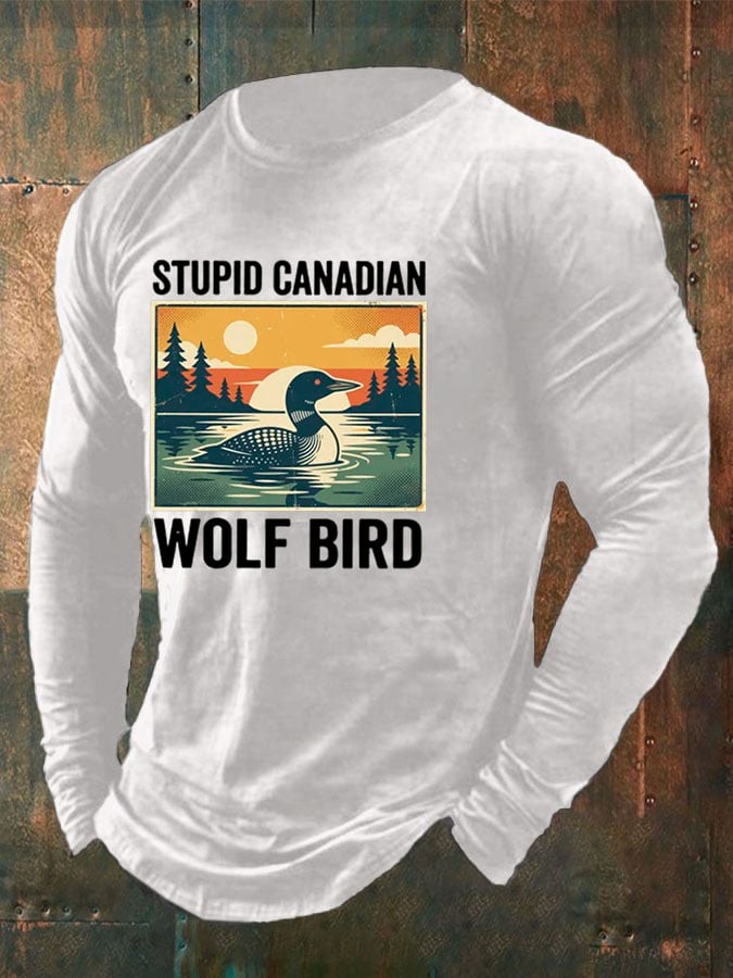 Men's Stupid Canadian Wolf Bird T-Shirt