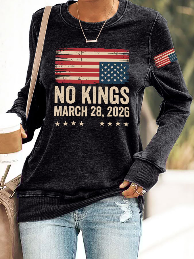 🔥Buy 3 Get 15% Off🔥Retro No Kings Day March 28 2026 Print Sweatshirt