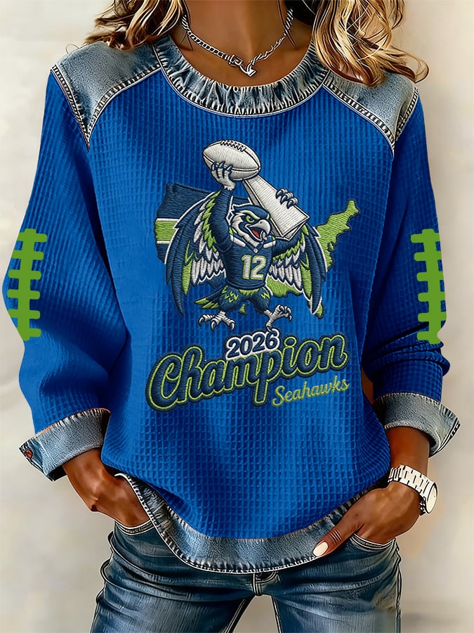 Women's rugby print long-sleeved sweatshirt