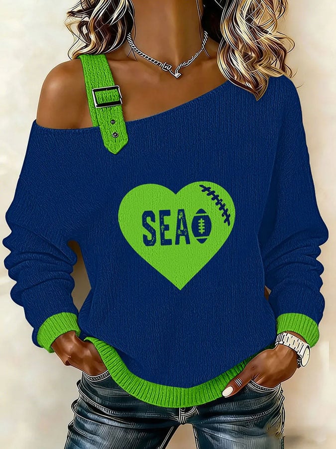 Women's Football Print Casual Sweatshirt