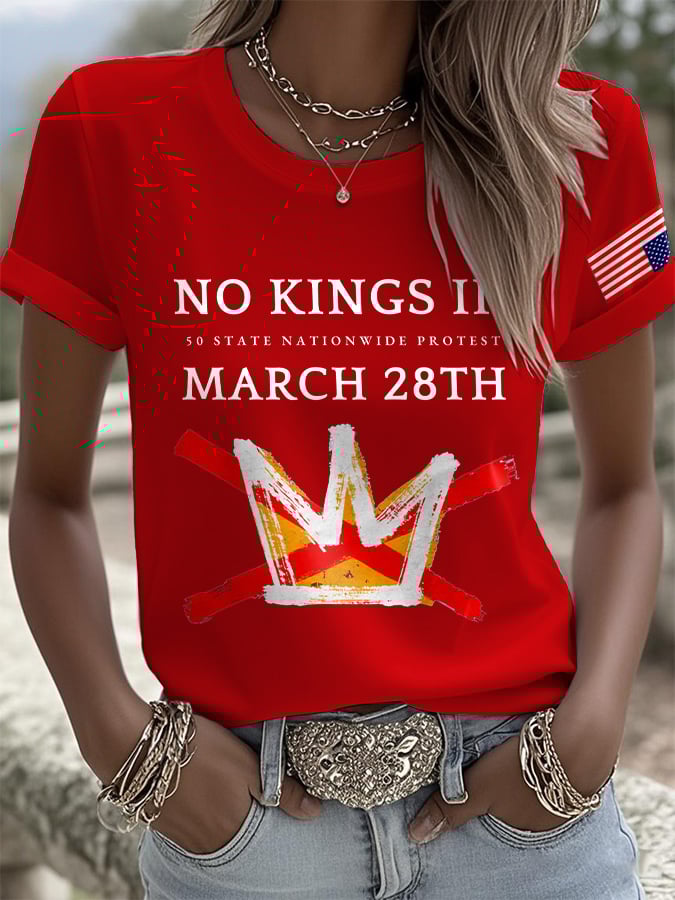 🔥Buy 3 Get 15% Off🔥Retro No Kings III 50 State Nationwide Protest March 28th Print T-Shirt