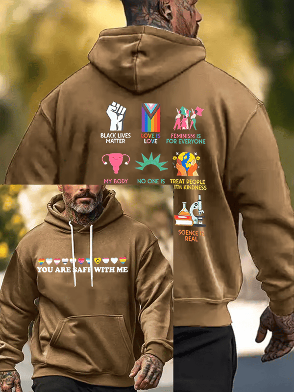 Men's You are safe with me Print Hoodie