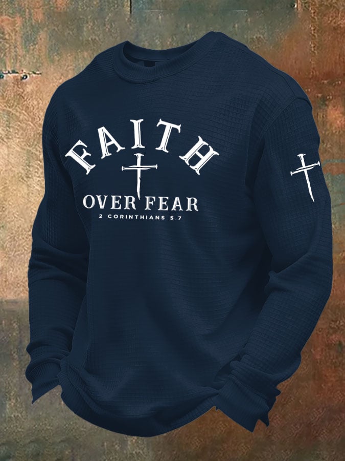 Men's Faith Over Fear Print Waffle T-Shirt