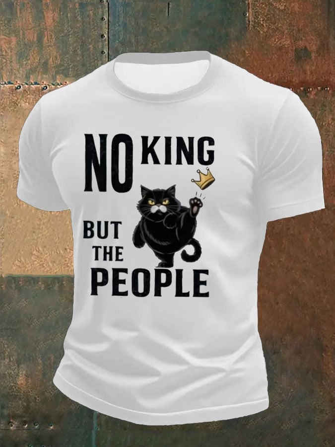 🔥Buy 3 Get 15% Off🔥Men's No King But The People Printed Round Neck T-Shirt