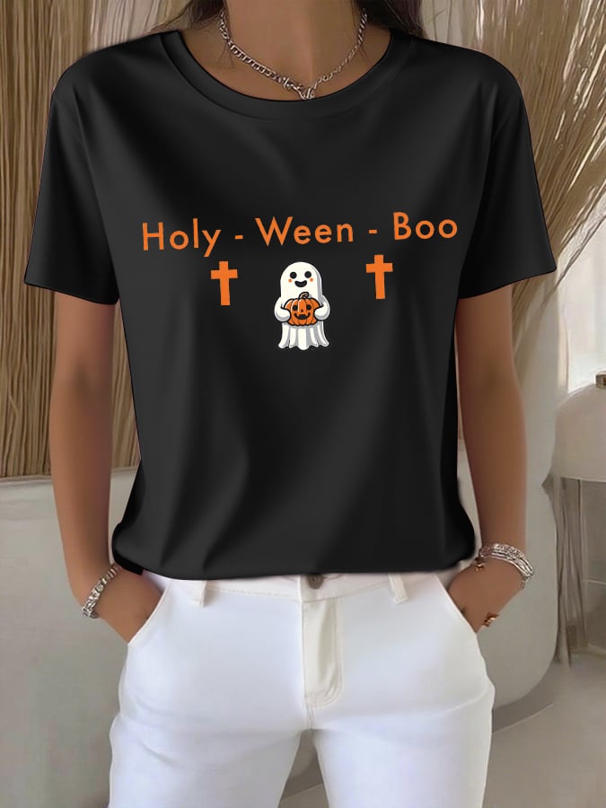 Women'S Casual Halloween Faith Short Sleeve T-Shirt