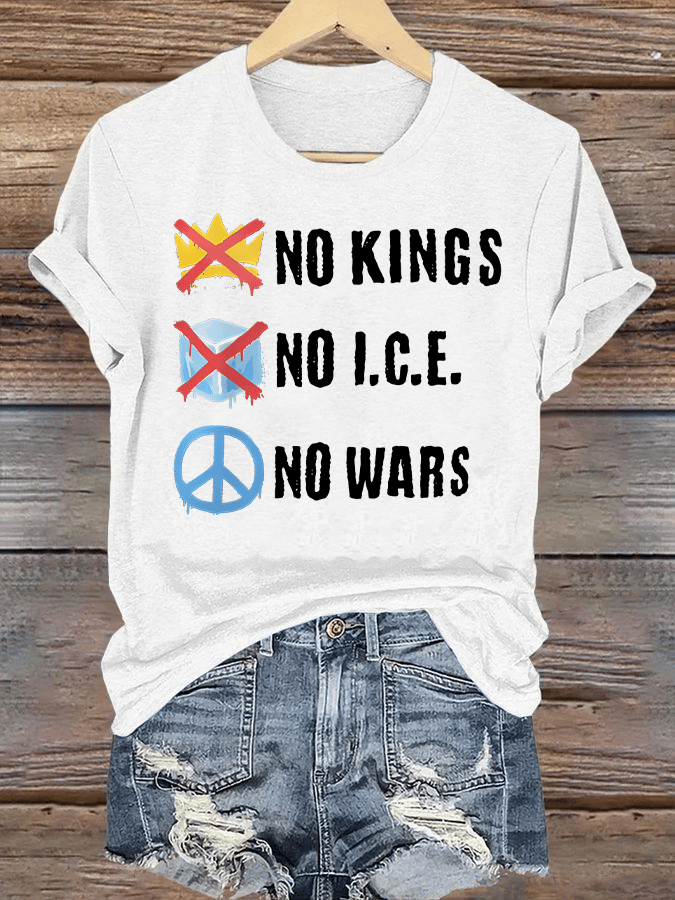 🔥Buy 3 Get 15% Off🔥Women's No Kings Print T-Shirt