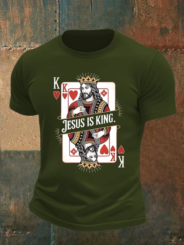 Men's Jesus Is King Christian Print T-Shirt