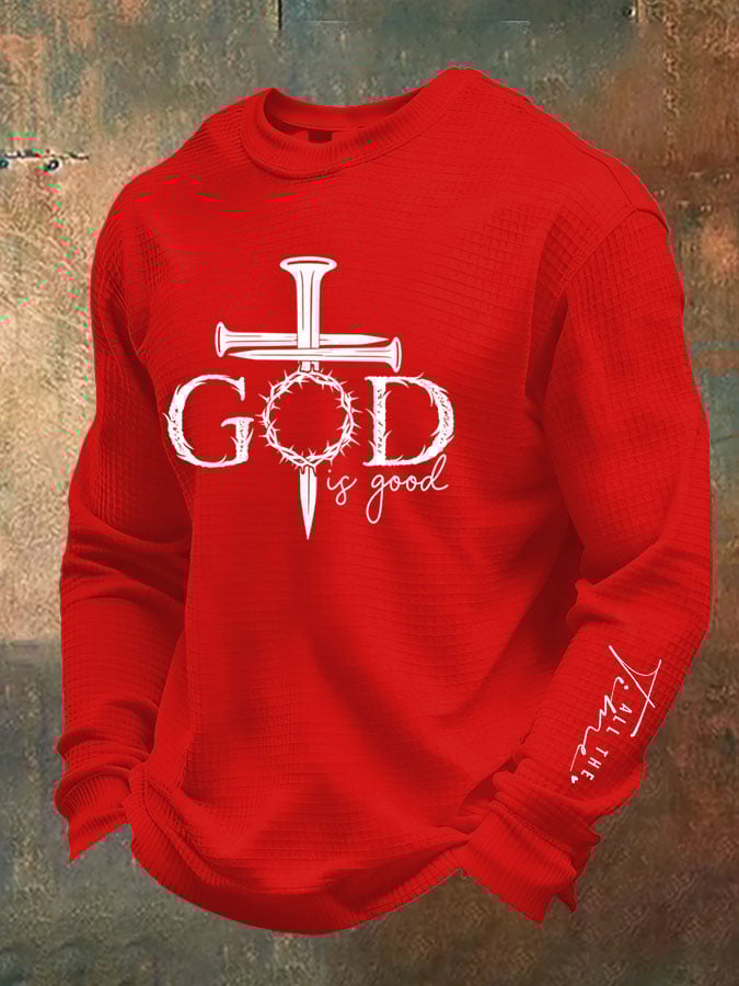 Men's God Is Good Print Waffle T-Shirt