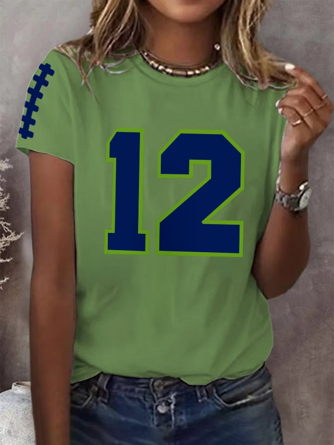 Women's Rugby Print Casual T-shirt