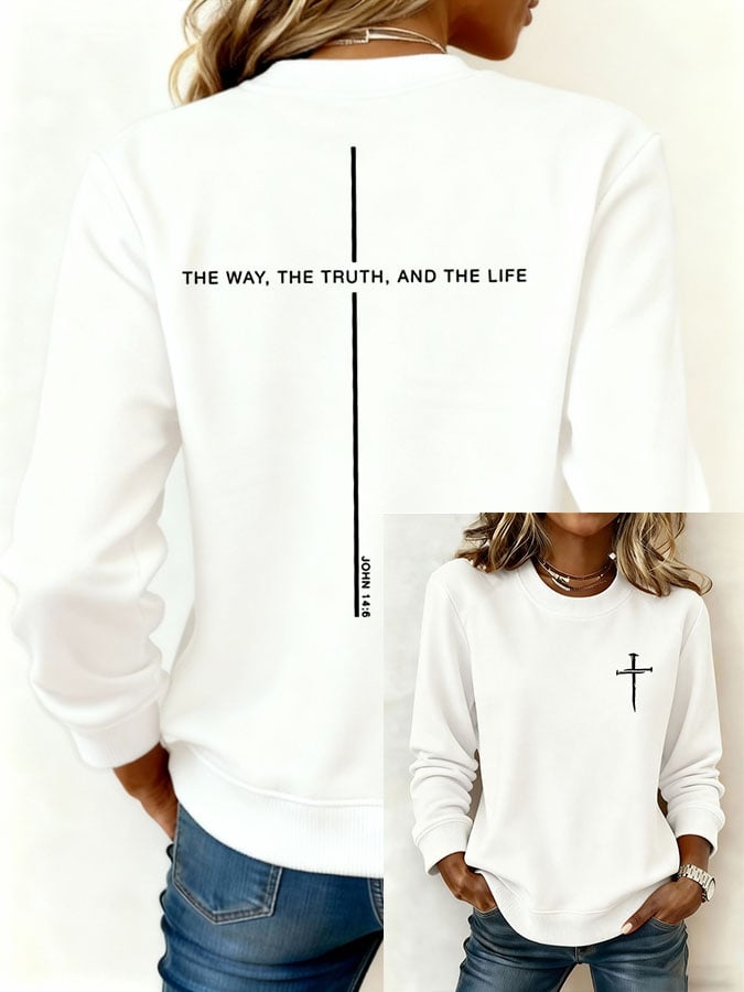 Women's Jesus The Way The Truth The Life Print Casual Sweatshirt