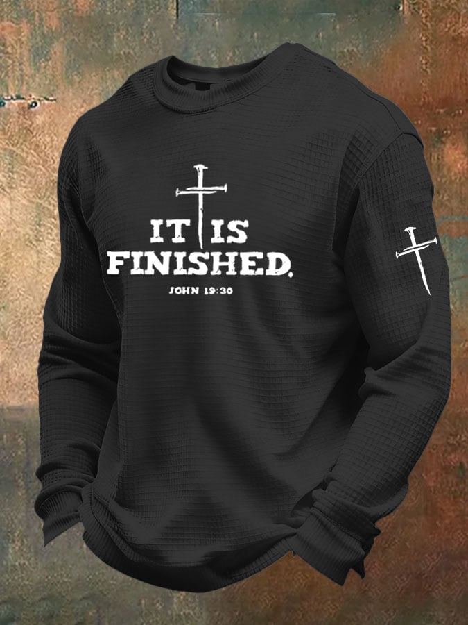 Men'S It is Finished Print Waffle T-Shirt