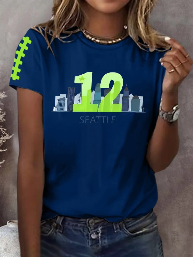 Women's Rugby Print Casual T-shirt