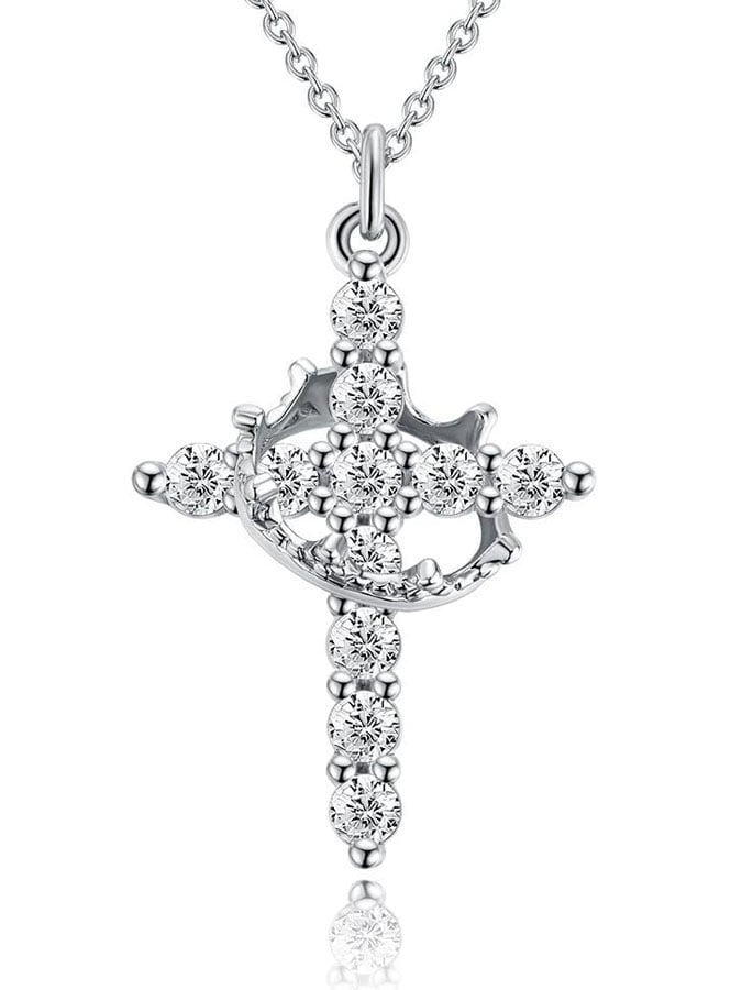 Rotatable Crown Cross Necklace