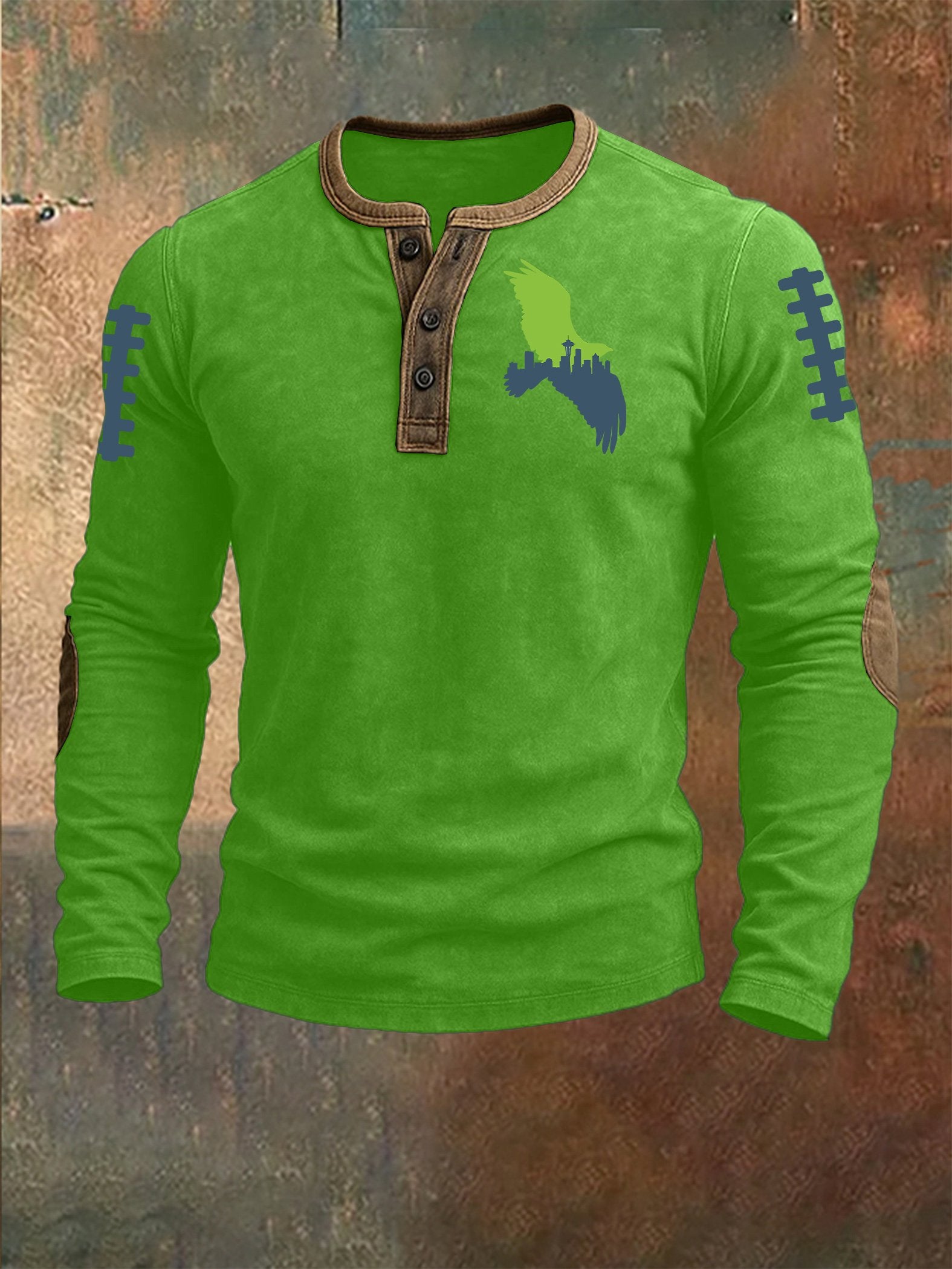 Men's Rugby Print Henley Top