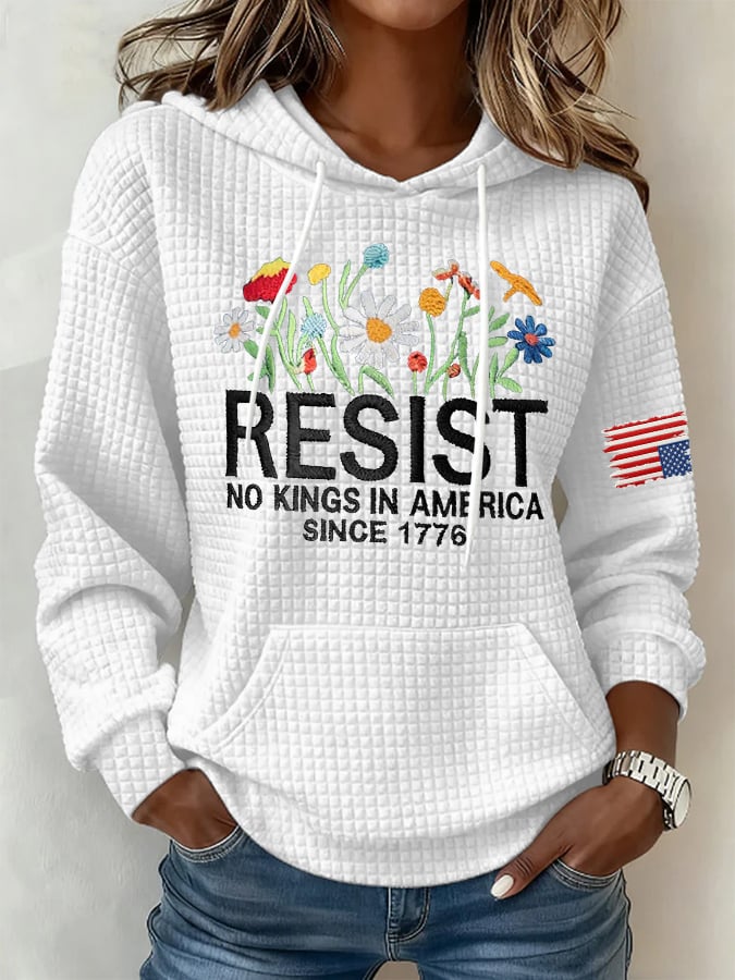 🔥Buy 3 Get 15% Off🔥Retro Resist No Kings In America Since 1776 Print Hoodie