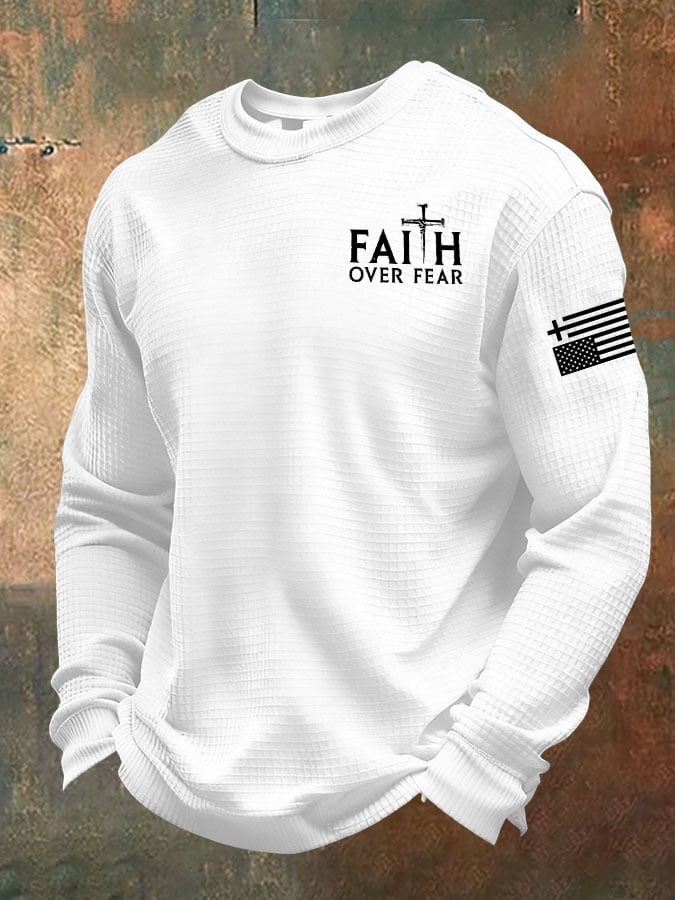 Men's Faith Over Fear Print Waffle T-Shirt