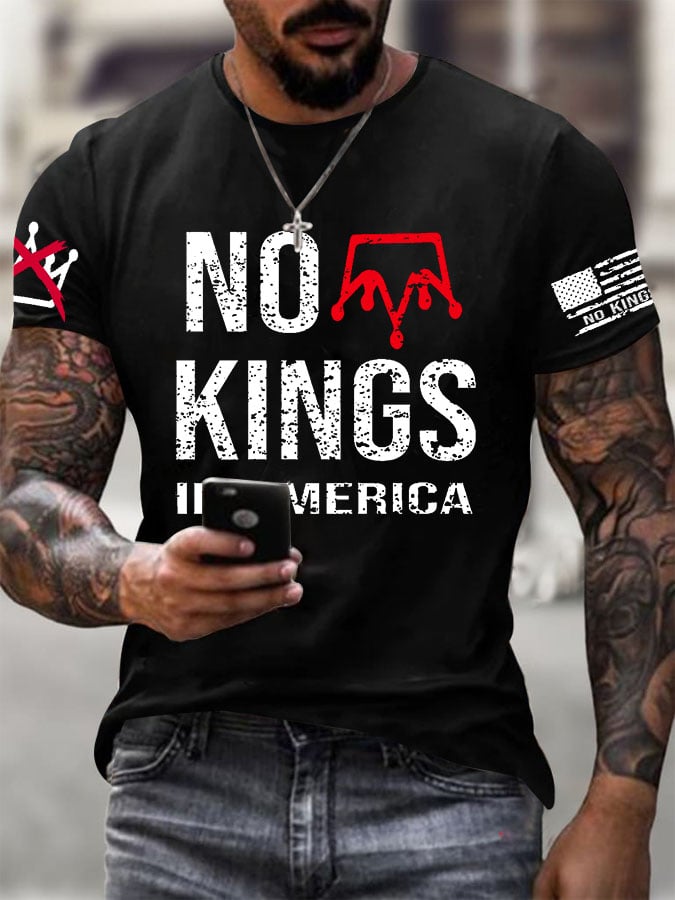 🔥Buy 3 Get 15% Off🔥Men's No Kings In America Print T-shirt