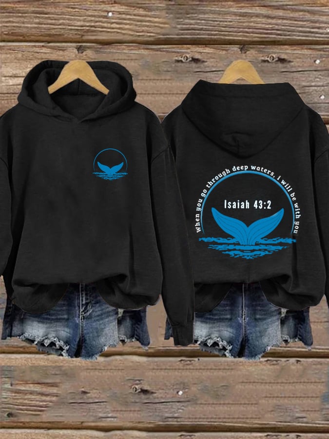 Women's When You Go Through Deep Waters,i will be with you34:2 Printed Hoodie
