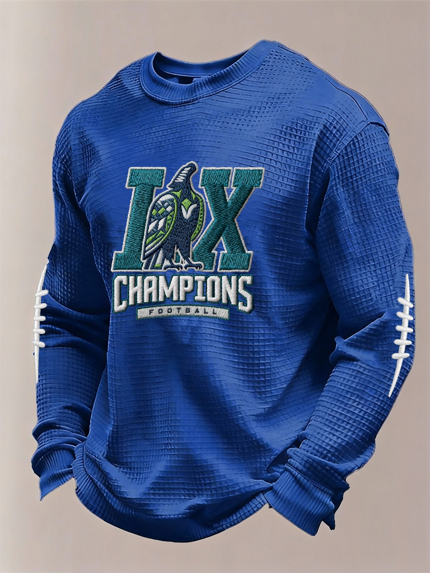 Men’s Football Graphic Waffle Knit Long Sleeve Crewneck T-Shirt