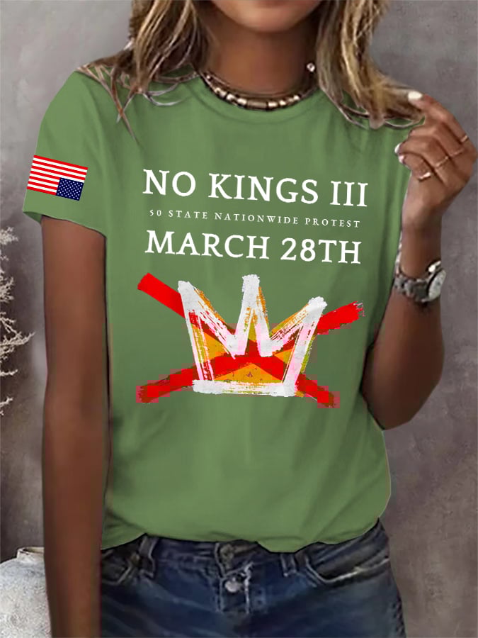 🔥Buy 3 Get 15% Off🔥Retro No Kings III 50 State Nationwide Protest March 28th Print T-Shirt