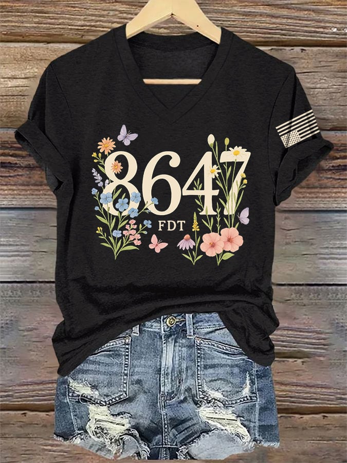 🔥Buy 3 Get 15% Off🔥V-Neck Retro FDT 86 47 Floral Boho Print T-Shirt