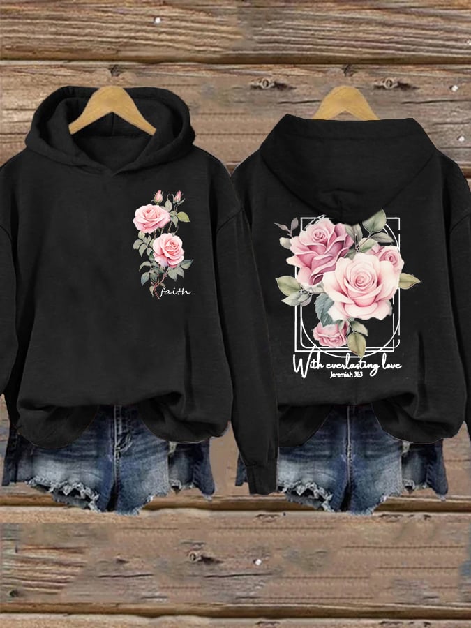 Women'S Casual Christina Jeremiah 31:3 With Everlasting Love Print Hoodie