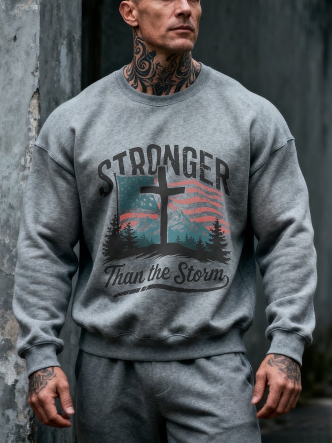 🔥Buy 3 Get 15% Off🔥Men'S Round Neck Casual Faith Print Sweatshirt