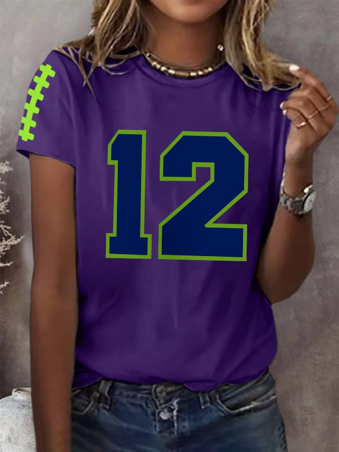 Women's Rugby Print Casual T-shirt