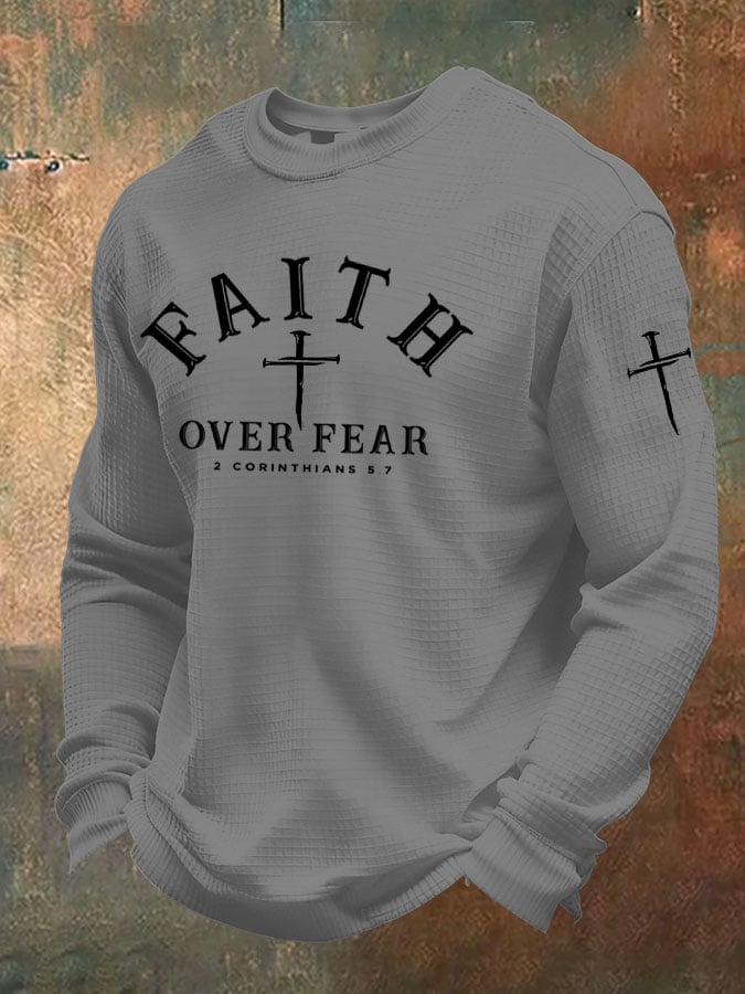 Men's Faith Over Fear Print Waffle T-Shirt