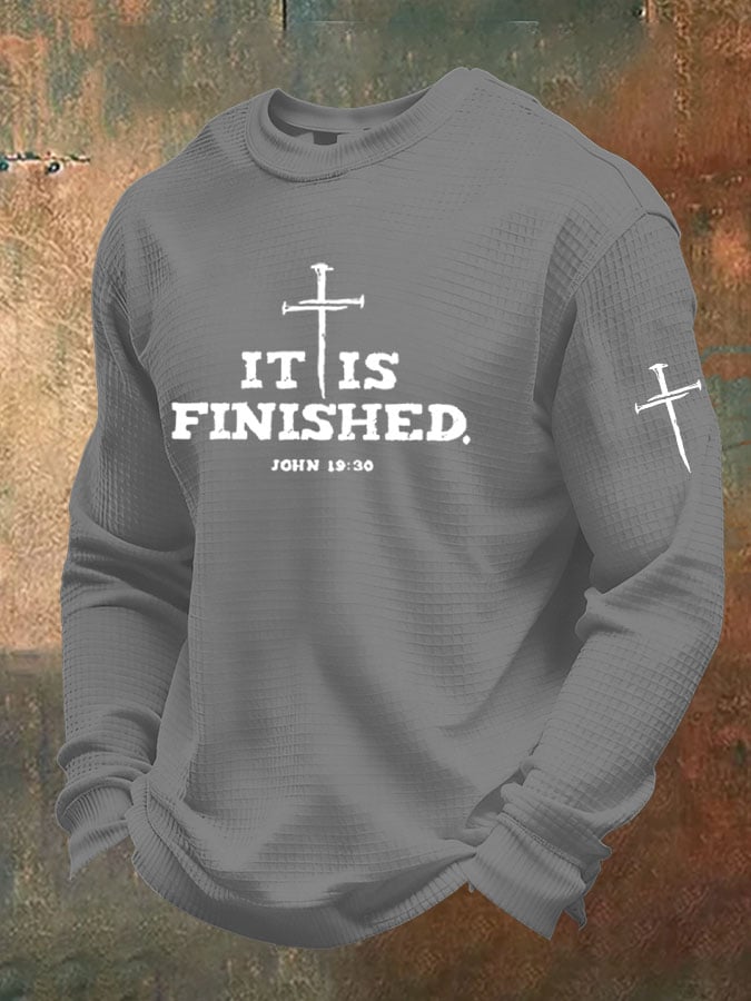 Men'S It is Finished Print Waffle T-Shirt