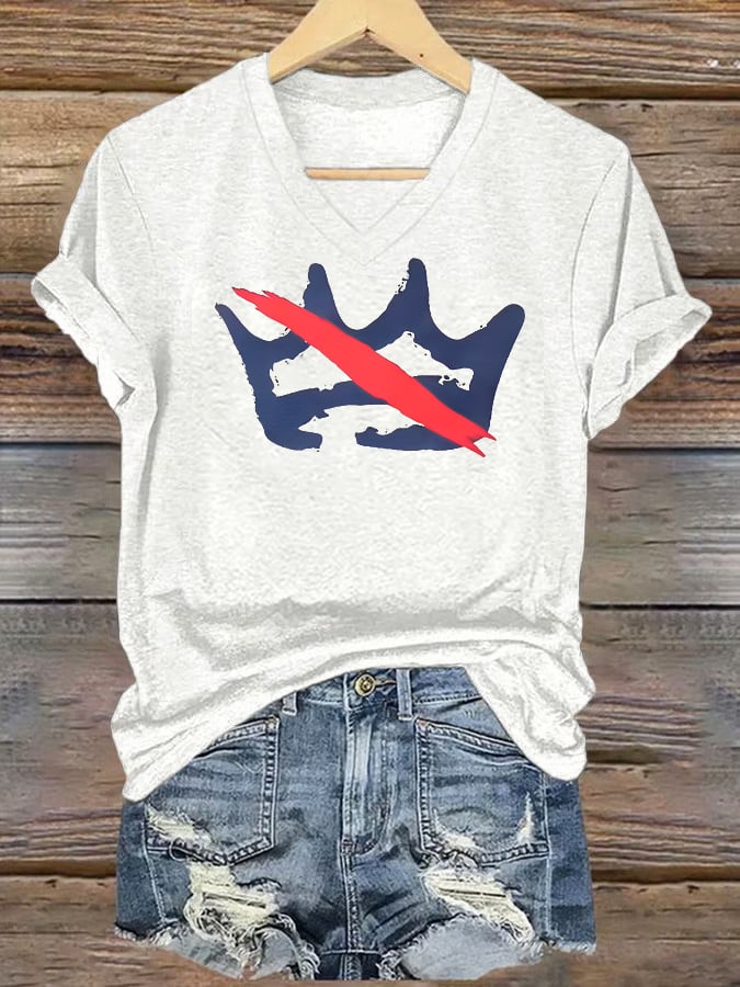 🔥Buy 3 Get 15% Off🔥V-neck Women's America has no kings Printed Casual T-Shirt