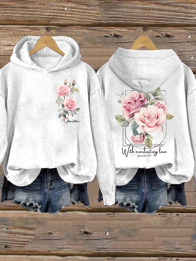 Women'S Casual Christina Jeremiah 31:3 With Everlasting Love Print Hoodie